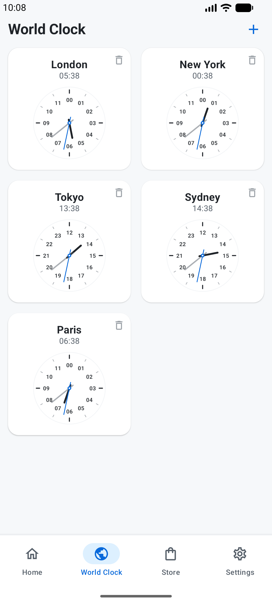 Era 24 Hour Classic companion app showing World Clock